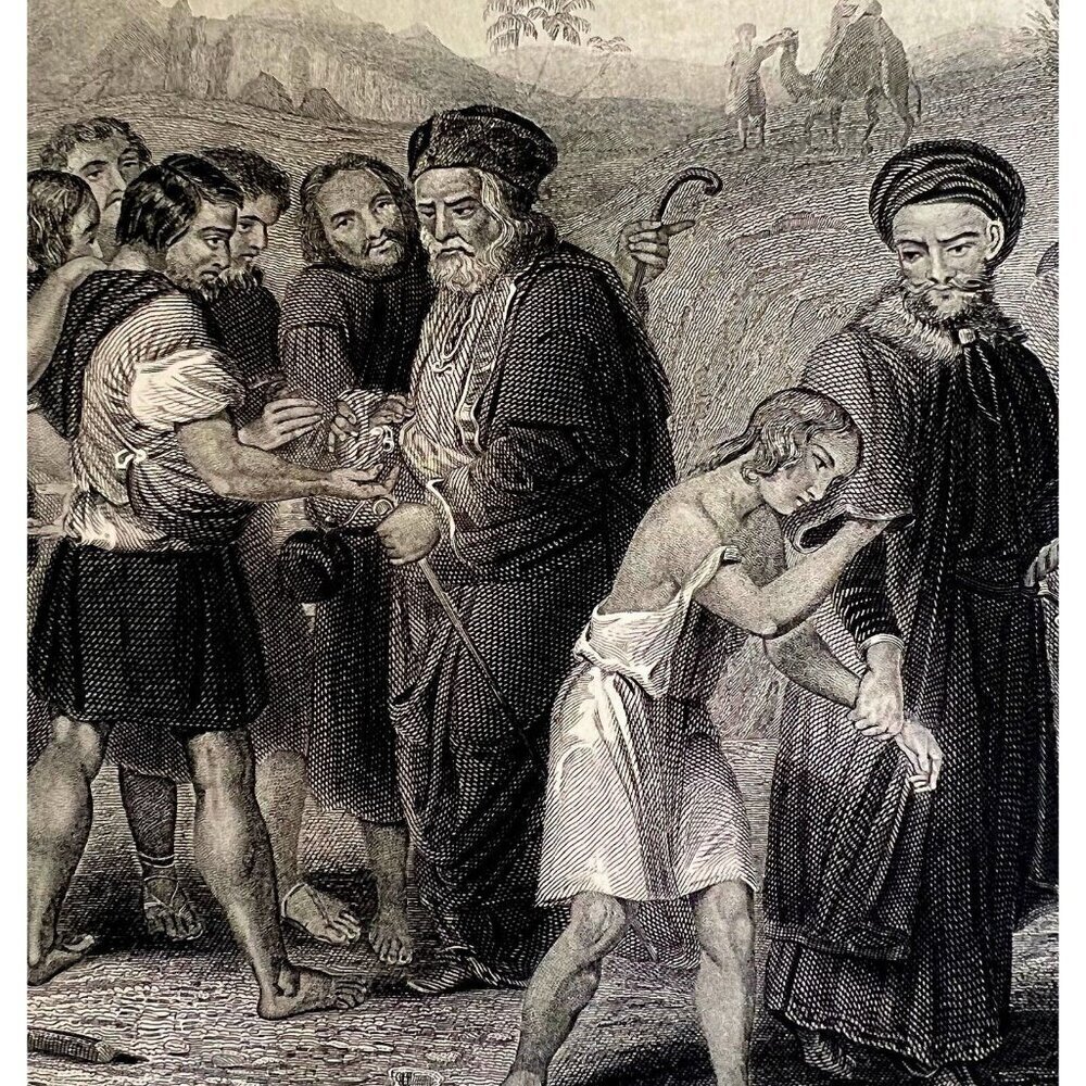 Joseph Sold By His Brothers Steel Engraving 1872 Victorian Religious Art DWAA6